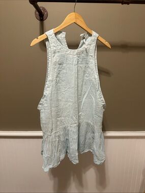 Free People Pale Blue Linen Blend Sleeveless Tunic
